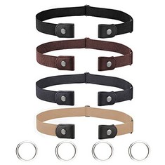 29 X MX KOCO 4 PCS ELASTIC BELT NO BUCKLE BELT FOR WOMEN MEN BUCKLE INVISIBLE STRETCH BELT ADJUSTABLE BELT WITHOUT BUCKLE FOR JEANS DRESS UNISEX BELTS QUICK RELEASE COMFORT NOT TIGHT BELT - TOTAL RRP