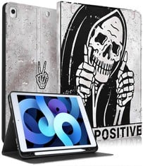 13 X PEGMODE FOR IPAD 9TH/8TH/7TH GENERATION CASE WOMEN CUTE SKULL FOLIO COVER FUN FUNNY SKELETON GOTH GIRLS BOYS DESIGN WITH PENCIL HOLDER SMART COVER FOR APPLE IPAD 9/8/7 GEN CASES A2602 A2270 A219