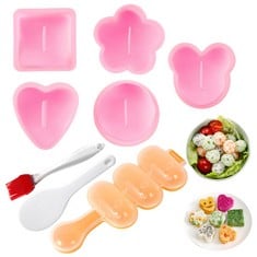 20 X MSRYH ONIGIRI MAKER MOLD, 8 PCS SUSHI ONIGIRI MUSUBI MAKER MOLD KIT RICE BALL MOLD SHAKE SUSHI MAKERS MOLD WITH SMALL RICE PADDLE, BRUSH FOR KITCHEN.?PINK? - TOTAL RRP £168: LOCATION - RACK A