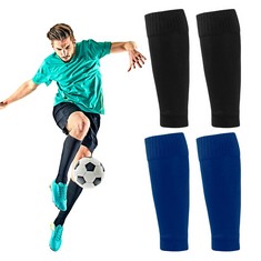 QUANTITY OF EUPSILIA 2 PAIRS FOOTBALL SOCK SLEEVES, ELASTIC SOCCER SHIN GUARDS SLEEVES, SOCCER SHIN GUARDS SLEEVES, UNISEX ANTI-SLIP TEAM LEG SOCK SLEEVE, FOR FOOTBALL RUNNING OR TRAINING BEGINNER (B