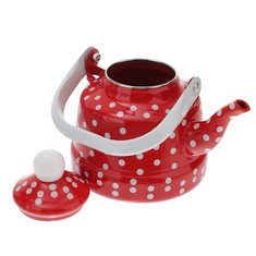 QUANTITY OF ASSORTED ITEMS TO INCLUDE DOI TOOL ENAMEL TEAPOT STOVETOP TEA KETTLE POLKA DOT HANDMADE CERAMIC TEA POT COFFEE POT WATER POT VINTAGE DRINK PITCHER FOR CAMPING HOME KITCHEN RESTAURANT 1.1L