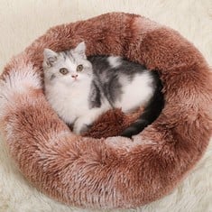 QUANTITY OF ASSORTED ITEMS TO INCLUDE JUNEJOUR PLUSH DONUT PET BED,DOG CAT BED,IMPROVED SLEEP ROUND WARM PUPPY SOFA,ANTI-SLIP BOTTOM,SUPER SOFT CUDDLER KENNEL, PET DOG CAT CALMING BED: LOCATION - RAC