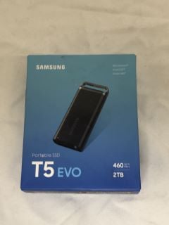 SAMSUNG T5 EVO 2TB TYPE C PORTABLE DRIVE SSD (RRP - £161): MODEL NO MU-PH2T0S  [JPTE62836]: LOCATION - Q1