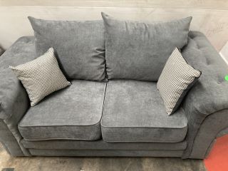 2 SEATER SOFA IN GREY WITH SCATTER BACK CUSHIONS CHESTFIELD DESIGN H:69 W:170 D:85