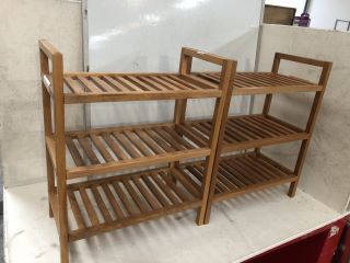 2X WOODEN 3 TIER SHOE RACK