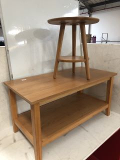 WOODEN COFFEE TABLE WITH 2 TIER ROUND SIDE TABLE