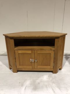 WOODEN CORNER TV UNIT WITH CUPBOARD