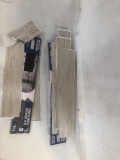 A QTY OF FLOORING TO INCLUDE YOL SELF ADHESIVE FLOOR PLANKS SIZE 91.4CM X 15.2CM