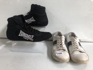 2 X TRAINERS TO INCLUDE MENS LONSDALE CONTENDER BOXING BOOTS BLACK SIZE UK 11