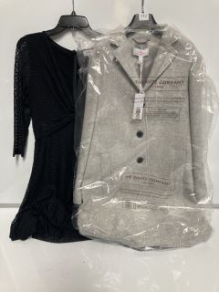 A QTY OF THE WHITE COMPANY CLOTHING TWIST FRONT LACE DRESS SIZE 8 COLOUR BLACK TOTAL RRP £380.00