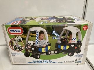 AN ASSORTMENT OF ITEMS TO INCLUDE LITTLE TIKES POLICE CAR FOOT TO FLOOR AGE 1.5 + -5YRS TOTAL RRP £69.99