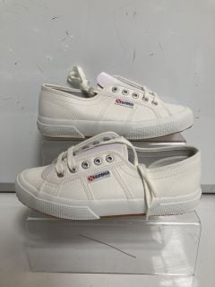 1 X SUPERGA TUMBLED LEATHER WHITE SIZE UK 4 TOTAL RRP £99