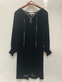 1 X THE WHITE COMPANY SILK VELVET NECK DRESS SIZE 12 BLACK TOTAL RRP £189