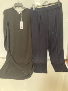 A QTY OF THE WHITE COMPANY CLOTHING TO INCLUDE WOOL RICH ELASTIC BACK TAPERED TROUSERS SIZE 14 NAVY TOTAL  RRP £250.00