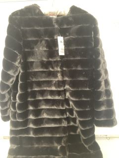 1 X THE WHITE COMPANY CLOTHING STRIPE FAUX FUR COAT SIZE S COLOUR BLACK TOTAL RRP £200.00