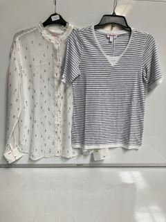 A QTY OF "THE WHITE COMPANY" TO INCLUDE ORGANIC COTTON V-NECK DOUBLE LAYER TOP 6 STRIPE TOTAL RRP £333