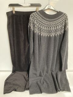 A QTY OF "THE WHITE COMPANY" TO INCLUDE FAIRISLE KNITTED DRESS WITH CASHMERE 14 GREY TOTAL RRP £436