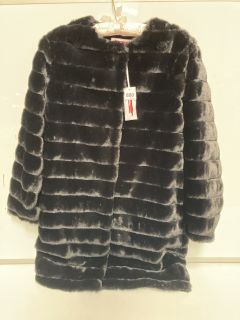 1 X "THE WHITE COMPANY" STRIPE FAUX FUR COAT SIZE SMALL BLACK TOTAL RRP £239