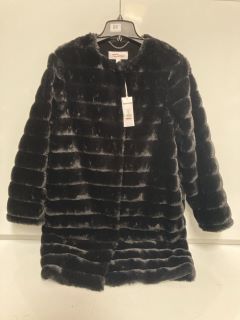 1 X THE WHITE COMPANY CLOTHING STRIPE FUR COAT SIZE SMALL COLOUR BLACK TOTAL RRP £239.00