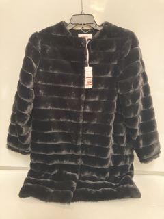 1 X OF THE WHITE COMPANY CLOTHING STRIPE FAUX FUR COAT SIZE S COLOUR BLACK TOTAL RRP £200.00