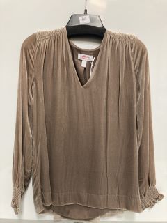 1 X OF THE WHITE COMPANY CLOTHING SILK-VELVET SMOCKED BLOUSE SIZE 10 COLOUR GOLD TOTAL RRP £139.00