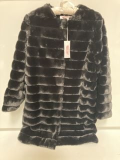 1 X OF THE WHITE COMPANY CLOTHING STRIPE FAUX FUR COAT SIZE S COLOUR BLACK TOTAL RRP £239.00