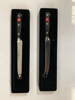 1 X WUSTHOF SAUSAGE KNIFE, TO ALSO INCLUDE TOMATO KNIFE (18+ ID MAYBE REQUIRED)