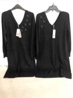 2 X THE WHITE COMPANY ORGANIC COTTON WOOL EMBELLISHED KNIT DRESS SIZE 14 & SIZE 8 TOTAL RRP £258