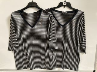 2 X THE WHITE COMPANY ORGANIC COTTON HEART STRIPE TOP SIZE 12 TOTAL RRP £110