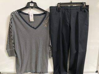 1 X THE WHITE COMPANY ORGANIC COTTON HEART STRIPE TOP SIZE 12, TO ALSO INCLUDE THE WHITE COMPANY ORGANIC COTTON SLIM LEG TROUSERS SIZE 12 TOTAL RRP £144