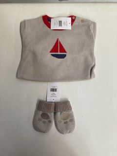 QTY OF ASSORTED THE LITTLE WHITE COMPANY ITEMS TO INCLUDE SAILBOAT JUMPER PEBBLE 12-18MTHS TOTAL RRP £160