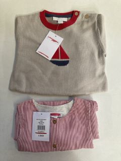 QTY OF ASSORTED THE LITTLE WHITE COMPANY ITEMS TO INCLUDE SAILBOAT JUMPER PEBBLE12-18 MTHS TOTAL RRP £178