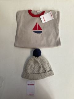 QTY OF ASSORTED THE LITTLE WHITE COMPANY ITEMS TO INCLUDE SAILBOAT JUMPER PEBBLE12-18 MTHS TOTAL RRP £195