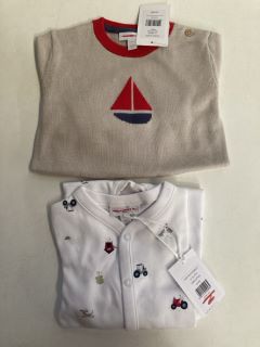 QTY OF ASSORTED THE LITTLE WHITE COMPANY ITEMS TO INCLUDE SAILBOAT JUMPER PEBBLE 12-18 MTHS TOTAL RRP £120