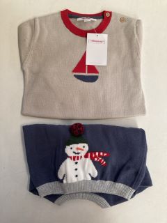 QTY OF ASSORTED THE LITTLE WHITE COMPANY ITEMS TO INCLUDE REINDEER APPLIQUE JUMPER 6-9MTHS GREY TOTAL RRP £120