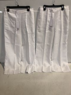 2 X THE WHITE COMPANY WIDE LEG CROPPED LINEN TROUSER WHITE SIZE 10 TOTAL RRP £196