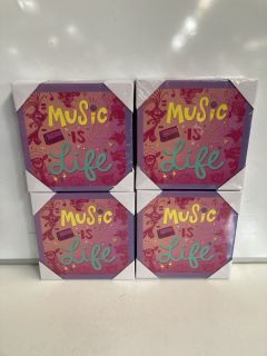 BOX OF ASSORTED GOODS TO INCLUDE MUSIC IS LIFE CANVAS