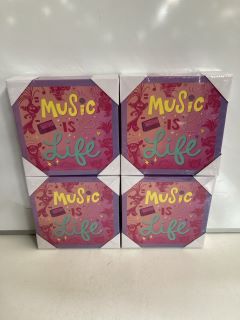 BOX OF ASSORTED GOODS TO INCLUDE MUSIC IS LIFE CANVAS