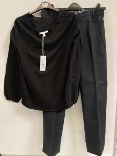 1 X THE WHITE COMPANY JERSEY LACE INSERT BOHO TOP BLACK SIZE 8, TO ALSO INCLUDE THE WHITE COMPANY ORGANIC COTTON SLIM LEG TROUSERS SIZE 12 TOTAL RRP £158