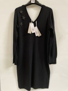 2 X THE WHITE COMPANY ORGANIC COTTON WOOL EMBELLISHED KNIT DRESS BLACK SIZE 8 TOTAL RRP £ 258