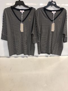 2 X THE WHITE COMPANY ORGANIC COTTON HEART STRIPE TOP SIZE 12 TOTAL RRP £110