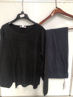 1 X THE WHITE COMPANY JERSEY LACE INSERT BOHO TOP BLACK SIZE 12, TO ALSO INCLUDE THE WHITE COMPANY WOOL-RICH ELASTIC-BACK TAPERED TROUSERS NAVY SIZE 16 TOTAL RRP £188