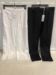 1 X THE WHITE COMPANY WIDE LEG CROPPED LINEN TROUSER WHITE SIZE 10, TO ALSO INCLUDE THE WHITE COMPANY ORGANIC COTTON SLIM LEG TROUSERS NAVY SIZE 12 TOTAL RRP £187