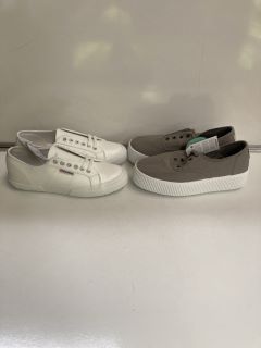 1 X SUPERGA WHITE TUMBLE FLU UK 5 1/2, TO ALSO INCLUDE VICTORIA GREY UK 5.5 TOTAL RRP £125