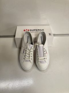 2 X PAIRS OF SUPERGA WHITE LEATHER TRAINERS, SIZES 35.5 & 38 TOTAL RRP £140