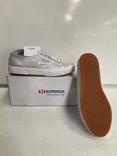 2 X PAIRS OF SUPERGA WHITE LEATHER TRAINERS, SIZES 39 & 41 TOTAL RRP £140