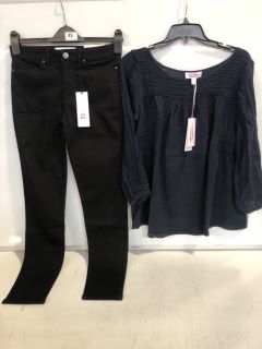 1 X THE WHITE COMPANY SYMONS 28 INCH BLACK SIZE 4, TO ALSO INCLUDE THE WHITE COMPANY LINEN GAUZE PINTUCK BLOUSE NAVY SIZE 6 TOTAL RRP £187