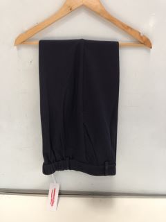 1 X PAIR OF WHITE COMPANY WOOL RICH ELASTIC TAPERED TROUSERS, NAVY, SIZE 10 TOGETHER WITH 1 X WHITE COMPANY JERSEY LACE INSERT BOHO TOP, BLACK, SIZE 12 TOTAL RRP £190