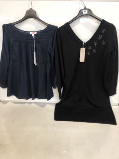 1 X THE WHITE COMPANY ORGANIC COTTON WOOL EMBELLISHED KNIT DRESS BLACK SIZE 12, TO ALSO INCLUDE THE WHITE COMPANY LINEN GAUZE PINTUCK BLOUSE SIZE 6 TOTAL RRP £227