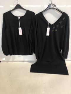 1 X THE WHITE COMPANY JERSEY LACE INSERT BOHO TOP BLACK SIZE 8, TO ALSO INCLUDE THE WHITE COMPANY ORGANIC COTTON WOOL EMBELLISHED KNIT DRESS BLACK SIZE 12 TOTAL RRP £167